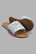 Load image into Gallery viewer, Redtag-White-Weave-Mule-Casual-Sandals-Women&#39;s-
