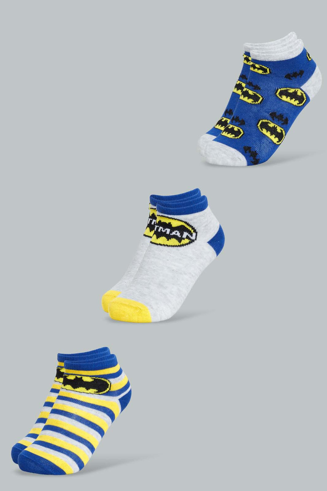 Redtag-3-Pack-Batman-Socks-Ankle-Socks-Boys-2 to 8 Years