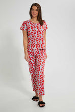 Load image into Gallery viewer, Redtag-White/Red-Heart-Printed-Pyjama-Set-Pyjama-Sets-Women&#39;s-

