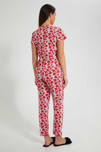 Load image into Gallery viewer, Redtag-White/Red-Heart-Printed-Pyjama-Set-Pyjama-Sets-Women&#39;s-

