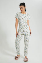 Load image into Gallery viewer, Redtag-Off-White-Printed-Pyjama-Set-Colour:Cream,-Filter:Women&#39;s-Clothing,-New-In,-New-In-Women,-Non-Sale,-S22B,-Section:Women,-Women-Pyjama-Sets-Women&#39;s-
