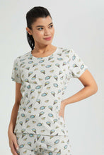 Load image into Gallery viewer, Redtag-Off-White-Printed-Pyjama-Set-Colour:Cream,-Filter:Women&#39;s-Clothing,-New-In,-New-In-Women,-Non-Sale,-S22B,-Section:Women,-Women-Pyjama-Sets-Women&#39;s-

