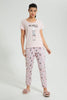 Redtag-Peach-Bearly-Printed-Pyjama-Set-Colour:Pink,-Filter:Women's-Clothing,-New-In,-New-In-Women,-Non-Sale,-S22B,-Section:Women,-Women-Pyjama-Sets-Women's-