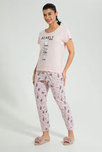 Load image into Gallery viewer, Redtag-Peach-Bearly-Printed-Pyjama-Set-Colour:Pink,-Filter:Women&#39;s-Clothing,-New-In,-New-In-Women,-Non-Sale,-S22B,-Section:Women,-Women-Pyjama-Sets-Women&#39;s-
