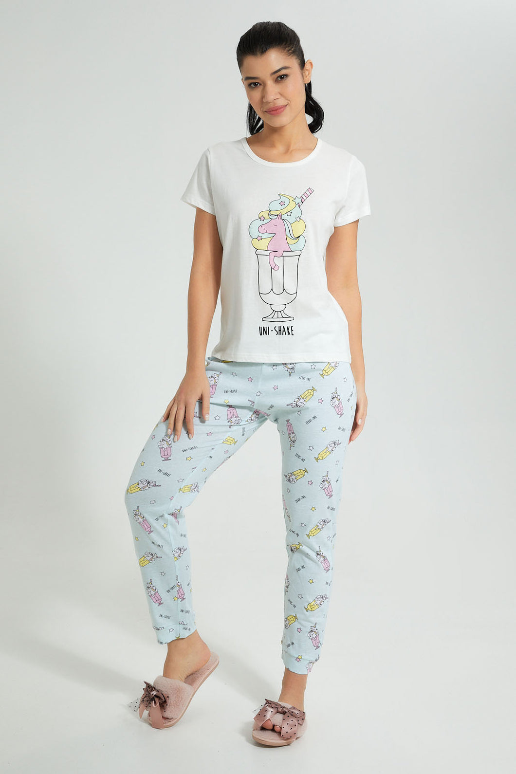 Redtag-Pink-Printed-Pyjama-Set-Colour:Pink,-Filter:Women's-Clothing,-New-In,-New-In-Women,-Non-Sale,-S22B,-Section:Women,-Women-Pyjama-Sets-Women's-