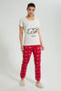 Redtag-Ecru-Melange-Printed-Pyjama-Set-Colour:Ecru,-Filter:Women's-Clothing,-New-In,-New-In-Women,-Non-Sale,-S22B,-Section:Women,-Women-Pyjama-Sets-Women's-