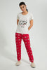 Redtag-Ecru-Melange-Printed-Pyjama-Set-Colour:Ecru,-Filter:Women's-Clothing,-New-In,-New-In-Women,-Non-Sale,-S22B,-Section:Women,-Women-Pyjama-Sets-Women's-
