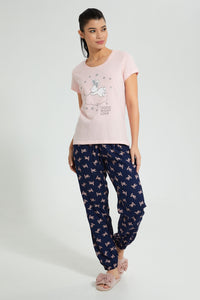 Redtag-Pale-Pink-Printed-Pyjama-Set-Colour:Pink,-Filter:Women's-Clothing,-New-In,-New-In-Women,-Non-Sale,-S22B,-Section:Women,-Women-Pyjama-Sets-Women's-