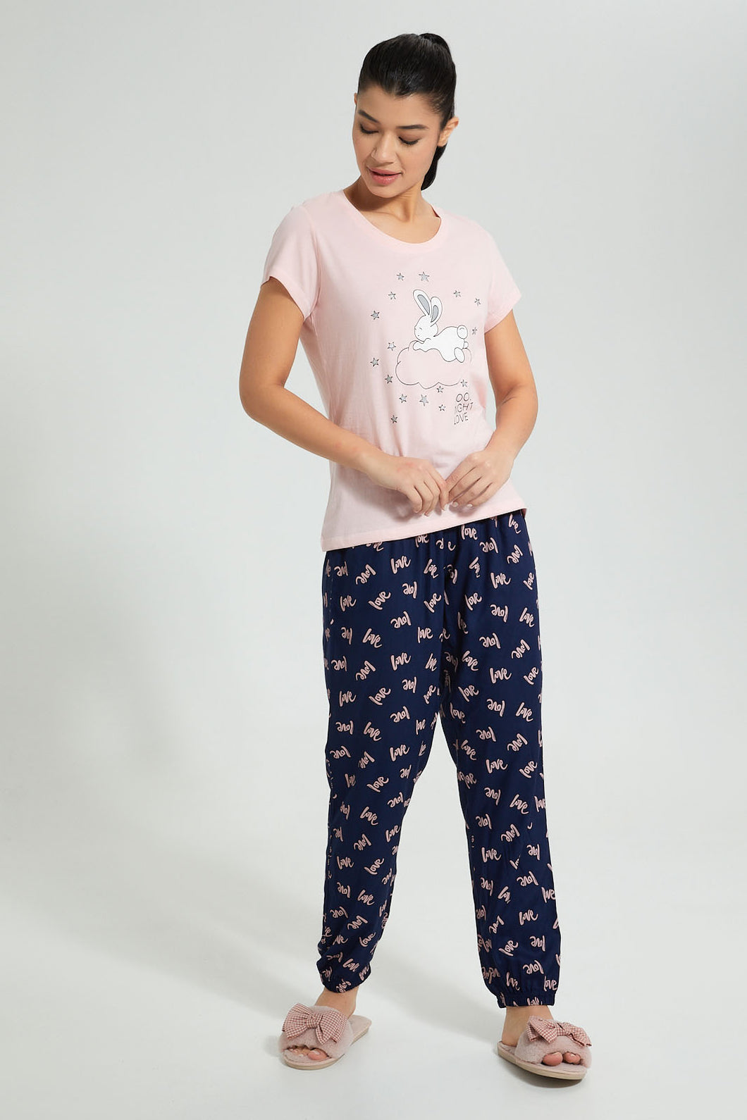 Redtag-Pale-Pink-Printed-Pyjama-Set-Colour:Pink,-Filter:Women's-Clothing,-New-In,-New-In-Women,-Non-Sale,-S22B,-Section:Women,-Women-Pyjama-Sets-Women's-