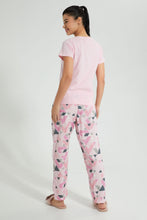 Load image into Gallery viewer, Redtag-Pink-Printed-Pyjama-Set-Colour:Pink,-Filter:Women&#39;s-Clothing,-New-In,-New-In-Women,-Non-Sale,-S22B,-Section:Women,-Women-Pyjama-Sets-Women&#39;s-
