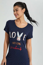 Load image into Gallery viewer, Redtag-Navy-Polka-Printed-Pyjama-Set-Colour:Navy,-Filter:Women&#39;s-Clothing,-New-In,-New-In-Women,-Non-Sale,-S22B,-Section:Women,-Women-Pyjama-Sets-Women&#39;s-
