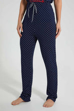 Load image into Gallery viewer, Redtag-Navy-Polka-Printed-Pyjama-Set-Colour:Navy,-Filter:Women&#39;s-Clothing,-New-In,-New-In-Women,-Non-Sale,-S22B,-Section:Women,-Women-Pyjama-Sets-Women&#39;s-
