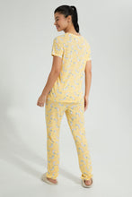 Load image into Gallery viewer, Redtag-Yellow-Allover-Printed-Pyjama-Set-Colour:Yellow,-Filter:Women&#39;s-Clothing,-New-In,-New-In-Women,-Non-Sale,-S22B,-Section:Women,-Women-Pyjama-Sets-Women&#39;s-
