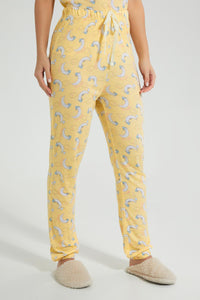 Redtag-Yellow-Allover-Printed-Pyjama-Set-Colour:Yellow,-Filter:Women's-Clothing,-New-In,-New-In-Women,-Non-Sale,-S22B,-Section:Women,-Women-Pyjama-Sets-Women's-