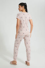 Load image into Gallery viewer, Redtag-Peach-Allover-Printed-Pyjama-Set-Colour:Pink,-Filter:Women&#39;s-Clothing,-New-In,-New-In-Women,-Non-Sale,-S22B,-Section:Women,-Women-Pyjama-Sets-Women&#39;s-
