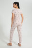 Redtag-Peach-Allover-Printed-Pyjama-Set-Colour:Pink,-Filter:Women's-Clothing,-New-In,-New-In-Women,-Non-Sale,-S22B,-Section:Women,-Women-Pyjama-Sets-Women's-