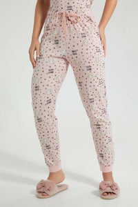 Redtag-Peach-Allover-Printed-Pyjama-Set-Colour:Pink,-Filter:Women's-Clothing,-New-In,-New-In-Women,-Non-Sale,-S22B,-Section:Women,-Women-Pyjama-Sets-Women's-