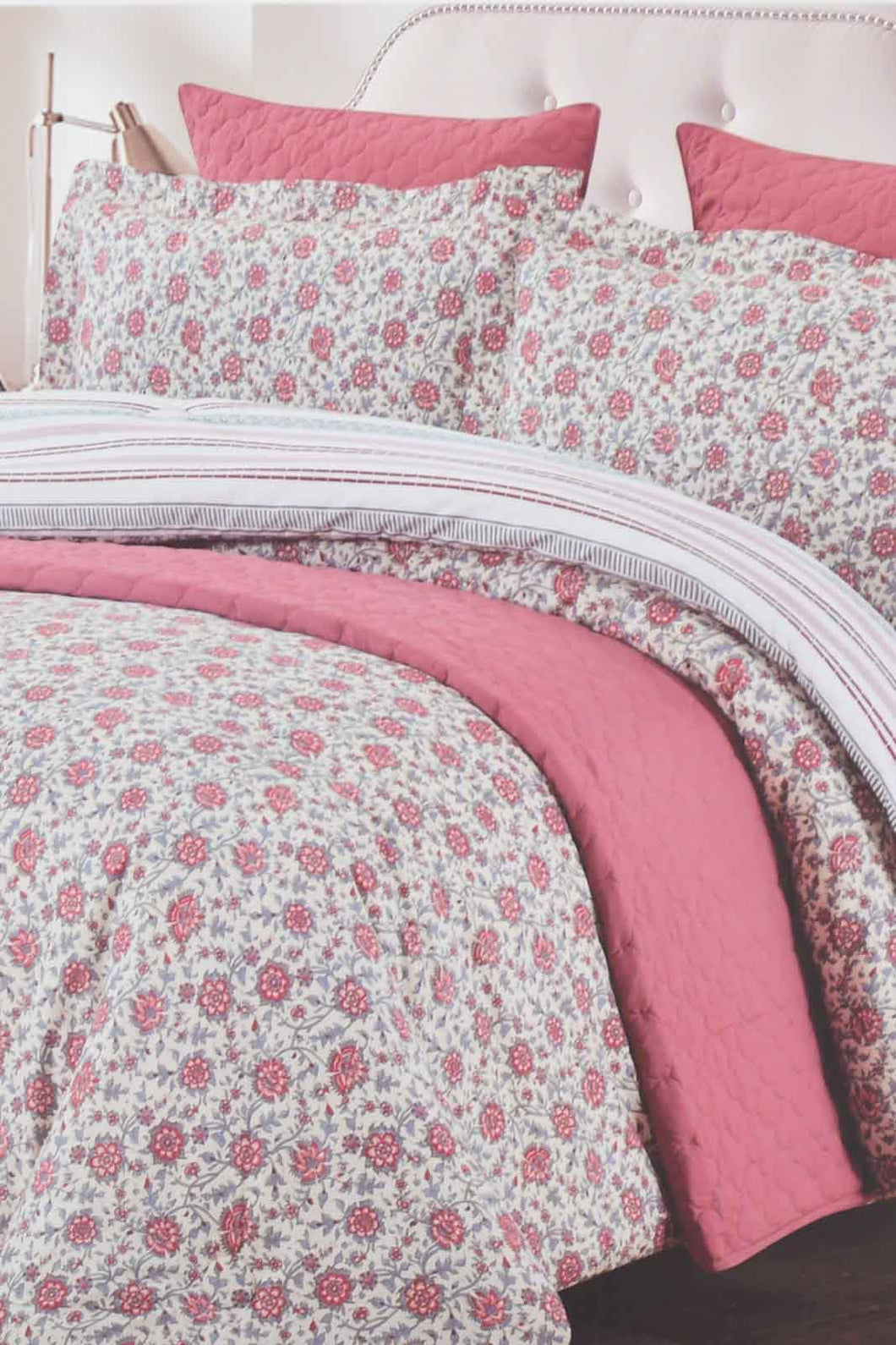 Redtag-Pink-Floral-Print-6-Piece-Comforter-Set-(Double-Size)-Comforters-Home-Bedroom-