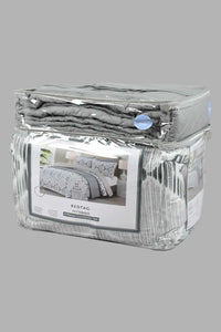 Redtag-Grey-Geometric-Print-6-Piece-Comforter-Set-(Double-Size)-Comforters-Home-Bedroom-