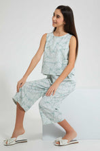 تنزيل الصورة على معرض الصور، Redtag-White/Green-Leaves-Print-Twofer-Jumpsuit-Dresses-Senior-Girls-9 to 14 Years
