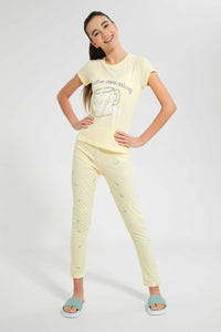 Yellow Coffee Pajama Set (2 Piece)