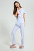Redtag-White/Blue-Stripe-Flamingo-Pajama-Sets-Pyjama-Sets-Senior-Girls-9 to 14 Years