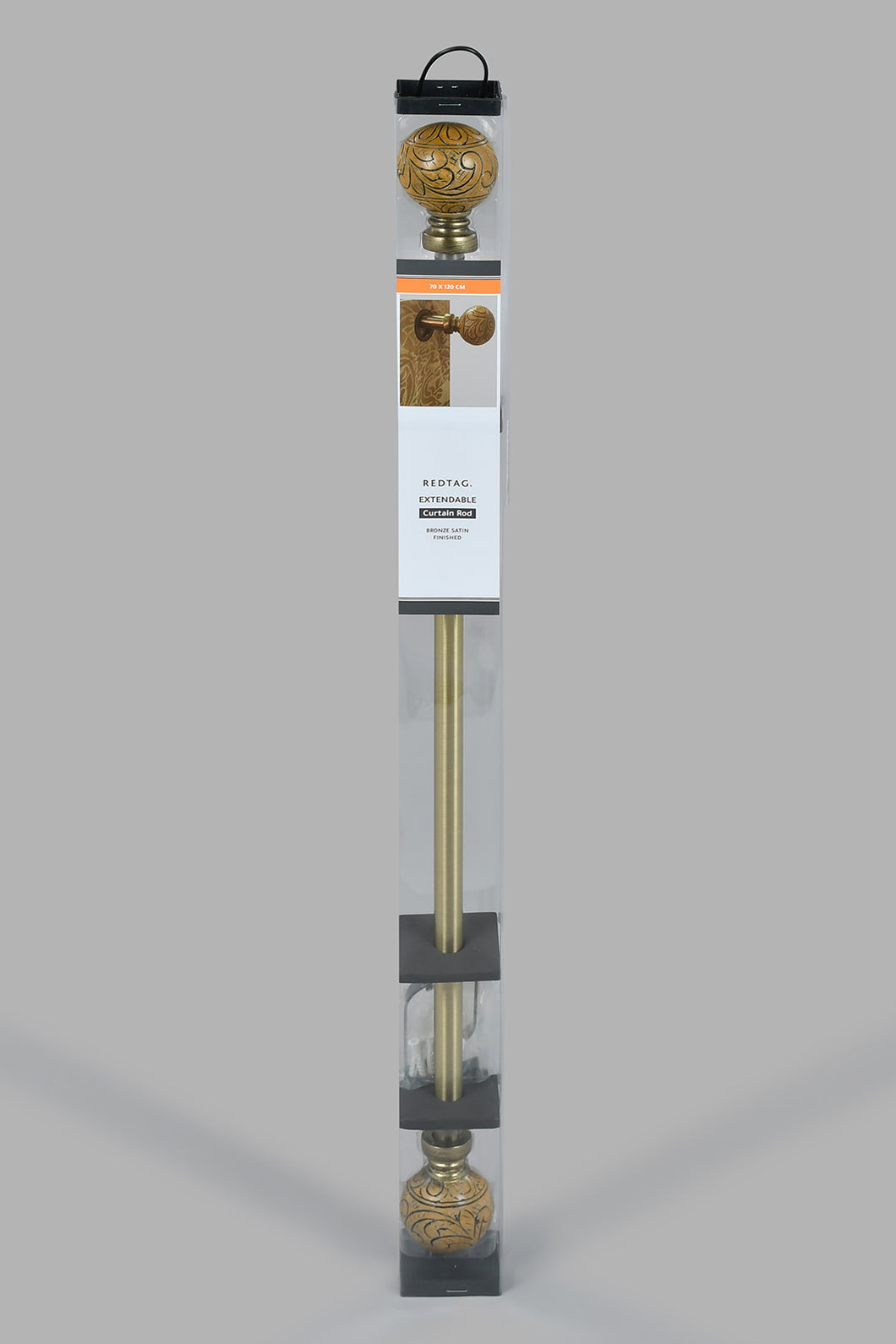 Redtag-Bronze-Satin-Finish-Extendable-Single-Curtain-Rod-With-Finial-Category:Curtain-Rods,-Colour:Bronze,-Filter:Home-Bedroom,-HMW-BED-Curtain-Rods,-New-In,-New-In-HMW-BED,-Non-Sale,-S22B,-Section:Homewares-Home-Bedroom-