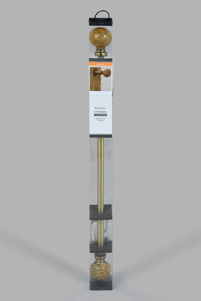 Redtag-Bronze-Satin-Finish-Extendable-Single-Curtain-Rod-With-Finial-Category:Curtain-Rods,-Colour:Bronze,-Filter:Home-Bedroom,-HMW-BED-Curtain-Rods,-New-In,-New-In-HMW-BED,-Non-Sale,-S22B,-Section:Homewares-Home-Bedroom-