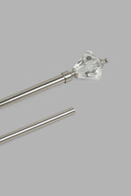 Load image into Gallery viewer, Redtag-Silver-Satin-Finish-Extendable-Single-Curtain-Rod-With-Crystal-Finial-Single-Rods-Home-Bedroom-

