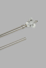 Load image into Gallery viewer, Redtag-Silver-Satin-Finish-Extendable-Single-Curtain-Rod-With-Crystal-Finial-Single-Rods-Home-Bedroom-
