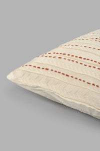 Redtag-Ivory-Dotted-Line-Embroidered-Cushion-Colour:Ivory,-Filter:Home-Bedroom,-HMW-BED-Cushions,-New-In,-New-In-HMW-BED,-Non-Sale,-S22A,-Section:Homewares-Home-Bedroom-