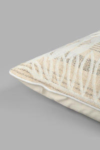 Redtag-Ivory-Leaf-Embroidered-Cushion-Colour:Ivory,-Filter:Home-Bedroom,-HMW-BED-Cushions,-New-In,-New-In-HMW-BED,-Non-Sale,-S22A,-Section:Homewares-Home-Bedroom-