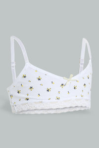 Redtag-White-Floral/Yellow-Bra-(2Pack)-365,-Character,-Colour:Assorted,-ESS,-Filter:Senior-Girls-(9-to-14-Yrs),-GSR-Bras,-New-In,-New-In-GSR,-Non-Sale,-Section:Kidswear-Senior-Girls-9 to 14 Years