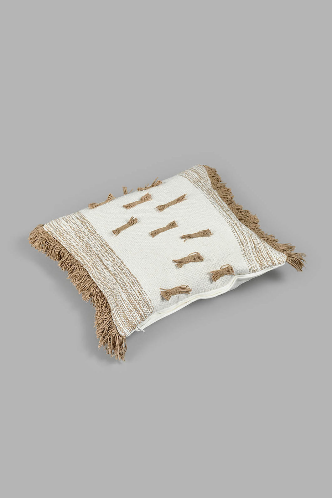 Redtag-Beige-And-Ivory-Textured-Cushion-Colour:Beige,-Colour:Ivory,-Filter:Home-Bedroom,-HMW-BED-Cushions,-New-In,-New-In-HMW-BED,-Non-Sale,-S22A,-Section:Homewares-Home-Bedroom-