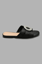 تنزيل الصورة على معرض الصور، Redtag-Black-Satin-Mule-With-Buckle-Trim-Mules-Women&#39;s-
