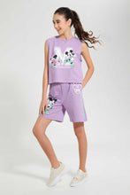 تنزيل الصورة على معرض الصور، Redtag-Purple-Mickey-&amp;-Minnie-Mouse-Short-Joggers-Senior-Girls-9 to 14 Years
