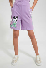 تنزيل الصورة على معرض الصور، Redtag-Purple-Mickey-&amp;-Minnie-Mouse-Short-Joggers-Senior-Girls-9 to 14 Years
