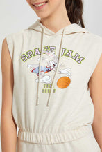 تنزيل الصورة على معرض الصور، Redtag-Grey-Melange-Space-Jam-Hooded-Top-Active-Tees-Senior-Girls-9 to 14 Years
