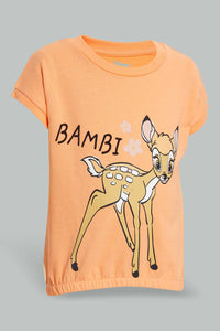 Redtag-Coral-Bambi-Sweat-T-Shirt-All-Over-Prints-Infant-Girls-3 to 24 Months