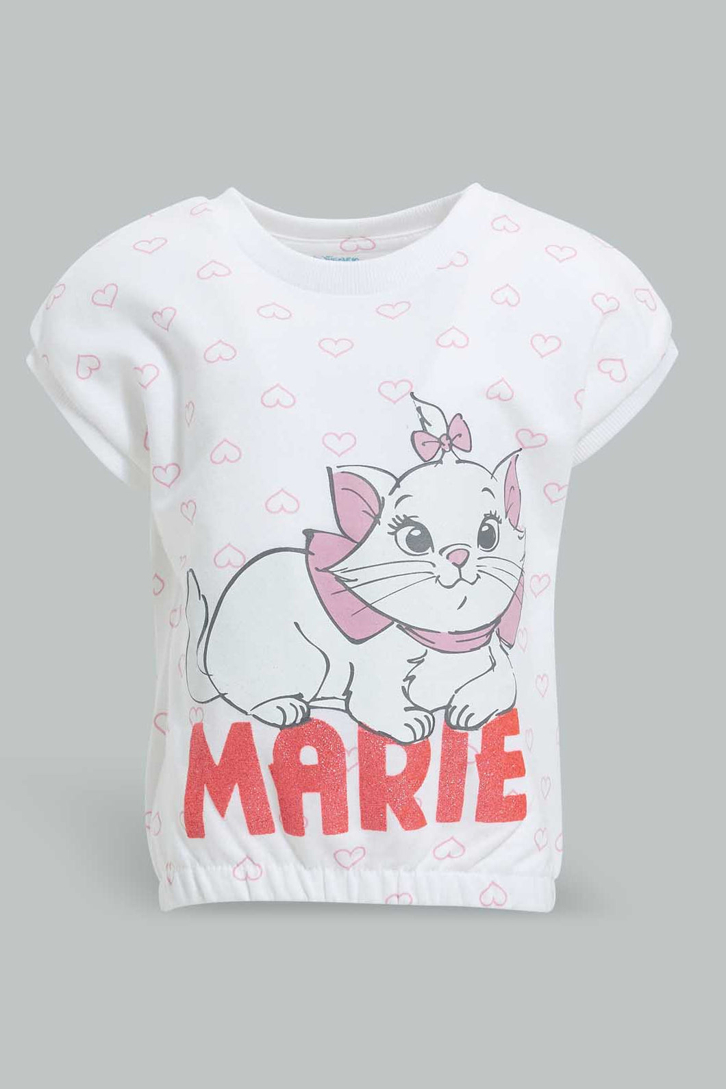 Redtag-White-Marie-Sweat-T-Shirt-All-Over-Prints-Infant-Girls-3 to 24 Months