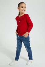 تنزيل الصورة على معرض الصور، Redtag-Red-Frill-Neck-Cardigan-Cardigans-Girls-2 to 8 Years
