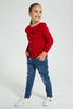 Redtag-Red-Frill-Neck-Cardigan-Cardigans-Girls-2 to 8 Years