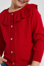 تنزيل الصورة على معرض الصور، Redtag-Red-Frill-Neck-Cardigan-Cardigans-Girls-2 to 8 Years
