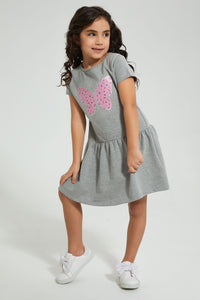 Redtag-Grey-Marl-Embroideredellished-Dress-Colour:Grey,-Filter:Girls-(2-to-8-Yrs),-Girls-Dresses,-New-In,-New-In-GIR,-Non-Sale,-S22B,-Section:Kidswear-Girls-2 to 8 Years