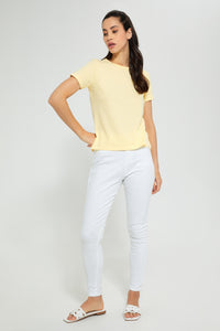 Redtag-Lemon-Plain-Short-Sleeve-Crew-Neck-T-Shirt-Active-Tees-Women's-