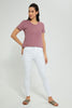 Redtag-Mauve--Plain-Short--Sleeve-V-Neck-T-Shirt-Active-Tees-Women's-