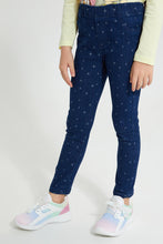 Load image into Gallery viewer, Redtag-Navy-Printed-Jegging-Jeggings-Girls-2 to 8 Years
