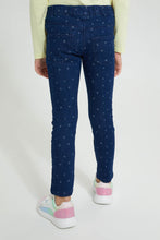 Load image into Gallery viewer, Redtag-Navy-Printed-Jegging-Jeggings-Girls-2 to 8 Years
