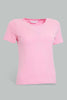 Redtag-Fuchsia-Plain-Short--Sleeve-Crew-Neck--T-Shirt-Active-Tees-Women's-