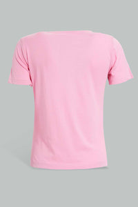 Redtag-Fuchsia-Plain-Short--Sleeve-Crew-Neck--T-Shirt-Active-Tees-Women's-